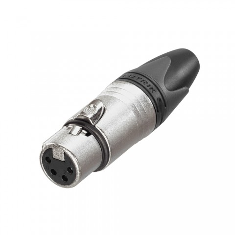 NEUTRIK® XLR, 4-pole , metal-, Soldering-female connector, silver plated contact(s), straight, nickel coloured 