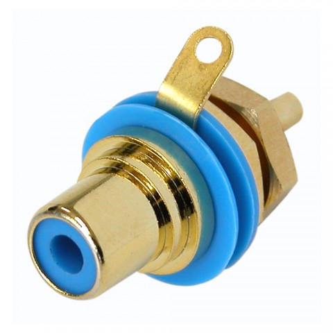 REAN RCA, 2-pole , metal-, Soldering-female connector, gold plated contact(s), thread 1/2", yellow 