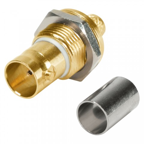 HICON BNC 3G-SDI crimp-female connector, ground isolated, thread 1/2", gold 