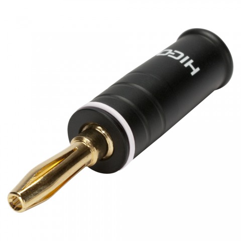 HICON Banana, 1-pol , metal-, screw-type-male connector, gold plated contact(s), straight, black 