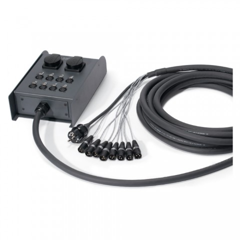 Sommer cable AES / EBU, DMX & power system , XLR 5-pole male/XLR 5-pole female/Schuko mountingsocket (IP54)/Schuko connector male; HARTING/HICON 