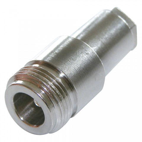 Telegärtner N crimp-female connector, PTFE-isolated, straight, nickel coloured 