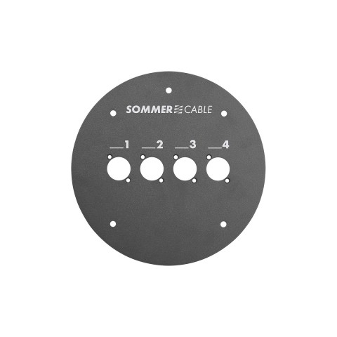 Sommer cable Front panel with 4 D-holes (XLR, etc.) for GT310, HT with Core-Ø 240 and sk-model, grey 