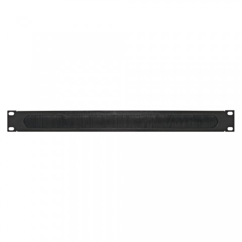 Rack panel, with brushes for cable inlet, 1.2 mm, steel, 1 HE, black 