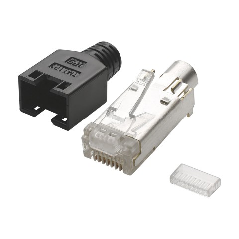 HIROSE RJ45 CAT.5e, 8-pole , plastic-, crimp-male connector, gold plated contact(s), straight 