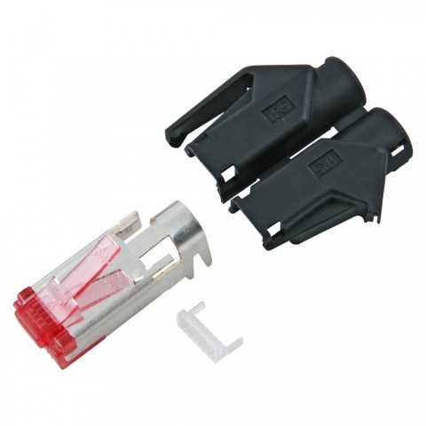 HIROSE RJ45 CAT.6, 8-pole , plastic-, crimp-male connector, gold plated contact(s), straight 