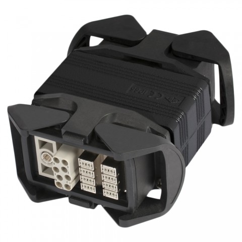 Sommer cable  | Multipin male (HAN-ECO w clamps)/Multipin female (HAN-ECO w. clamps) straight, black 