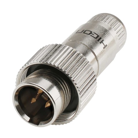 HICON MINI-XLR, IP67 & EXTRA ROBUST, IP67 , 3-pole , Steel housing-male connector, gold plated contact(s), straight 