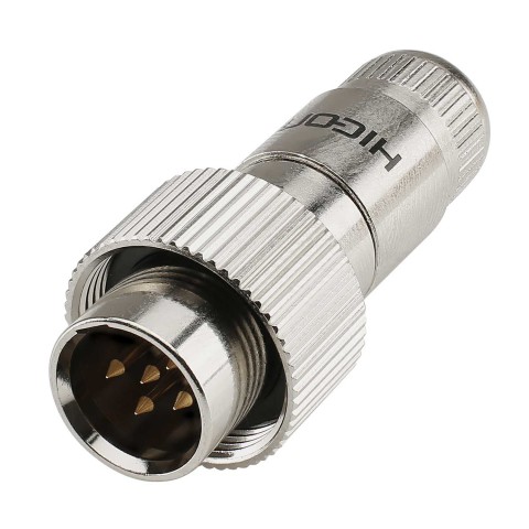 HICON MINI-XLR, IP67 & EXTRA ROBUST, IP67 , 5-pol , Steel housing-male connector, gold plated contact(s), straight 