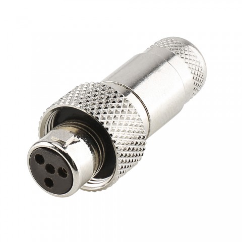 HICON MINI-XLR, IP67 & EXTRA ROBUST, IP67 , 4-pole , Steel housing-female connector, gold plated contact(s), straight 