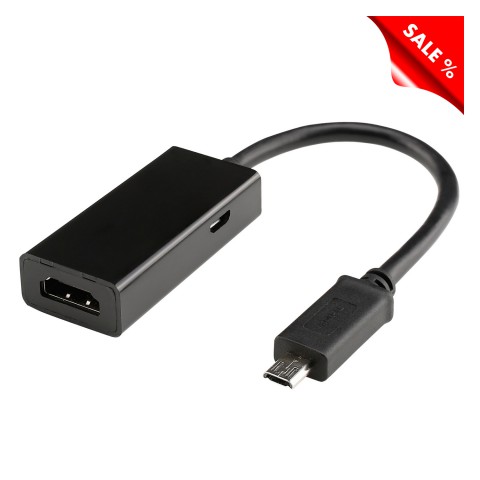 Adapter | USB micro male/HDMI female straight, black 