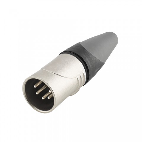HICON XLR, 5-pol , metal-male connector, silver plated contact(s), water- and dustproof IP67 while connected/straight, nickel 