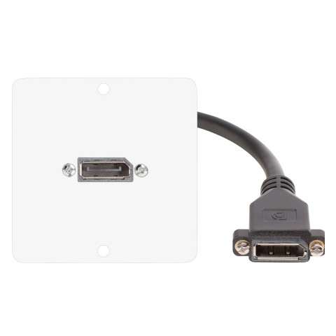 connection-modul Display port fem. —> Panel-mount display port fem. 0.15 m, scale: 50x50 mm, stainless steel, colour: pure white 