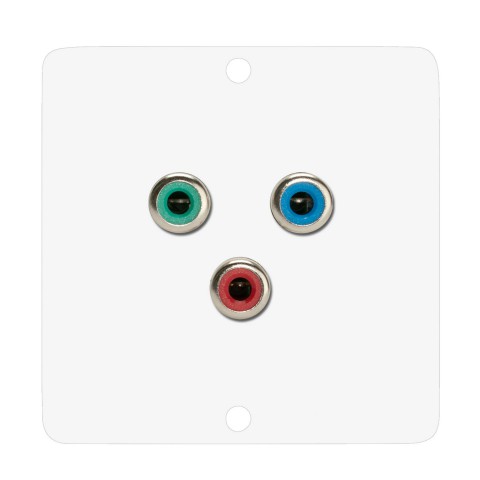 Anschluss-Modul 3 x RCA YUV rot / grün / blau fem. —> Schraubklemme, Baugröße: 50x50 mm, Edelstahl, Farbe: reinweiß | W50W-CP-C3Y-S 