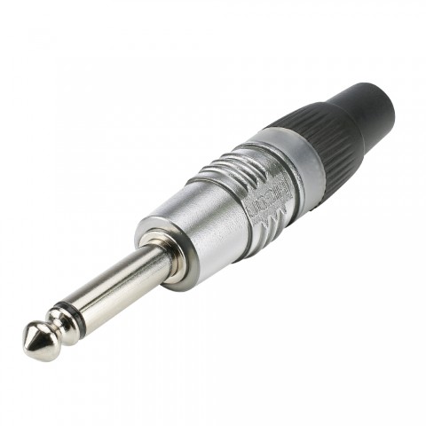 HICON jack (6,3mm)  2-pole metal-male connector, straight, nickel coloured 