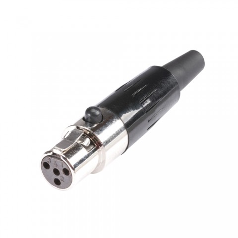 HICON Mini-XLR, 4-pole , metal-, Soldering-female connector, gold plated contact(s), straight, nickel coloured 