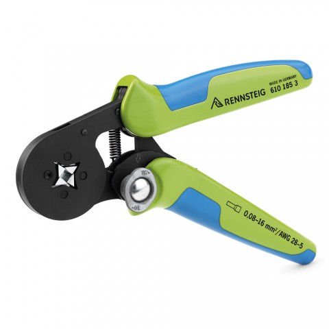 crimp pliers, Crimping tool for wire end ferrules, 4-edge crimping for 4-edge-crimping, green 