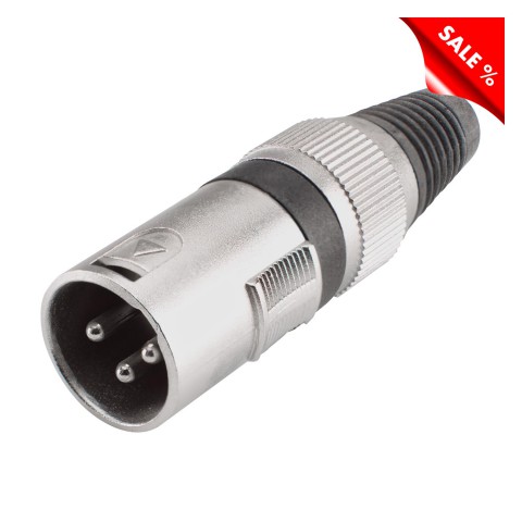XLR, 3-pole , metal-, Soldering-male connector, straight 