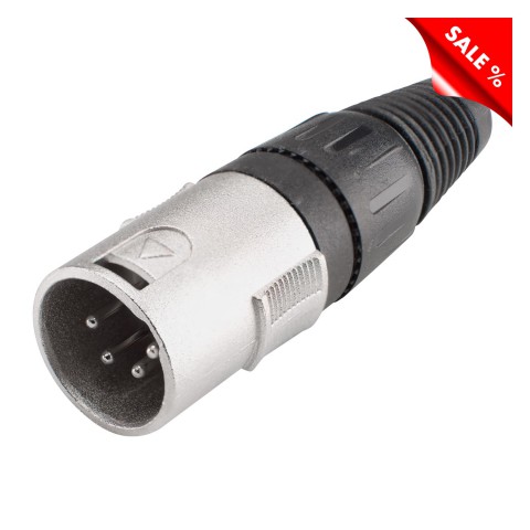 XLR, 4-pole , metal-, Soldering-male connector, straight 