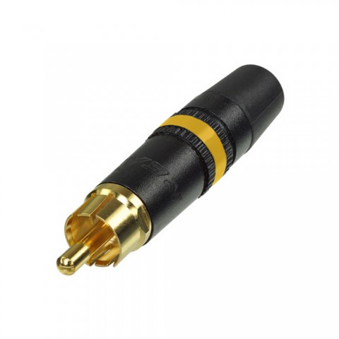 REAN RCA, 2-pole , plastic-, Soldering-male connector, gold plated contact(s), straight, black 