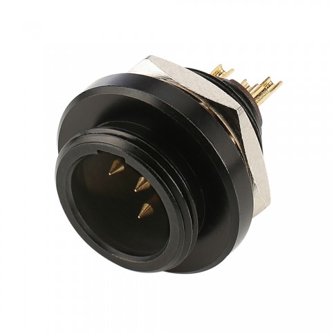 HICON Mini-XLR, IP67 , 4-pole , metal-, Soldering-male connector, gold plated contact(s), Thread 10,9 mm 
