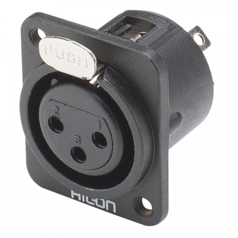 HICON XLR, 3-pole , metal-, Soldering-female connector, gold plated contact(s), Type D M3, black 