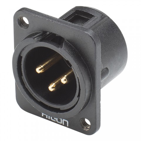 HICON XLR, 3-pole , metal-, Soldering-male connector, gold plated contact(s), Type D M3, black 