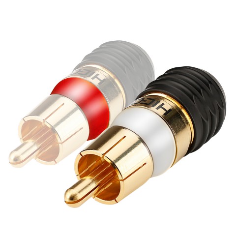 HICON RCA/Screw & play, 2-pole , screw-type-male connector, hard gold-plated contact(s), straight 