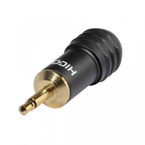 HICON Mini-jack (3,5mm), 2-pole , metal-, Soldering-male connector, gold plated contact(s), straight, black 