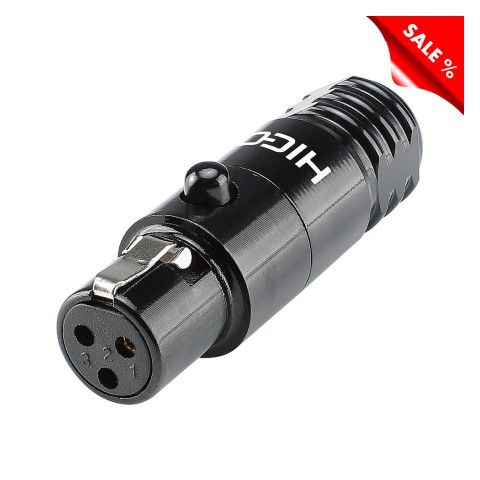 HICON Mini-XLR compact, 3-pole , metal-, Soldering-female connector, gold plated contact(s), straight 