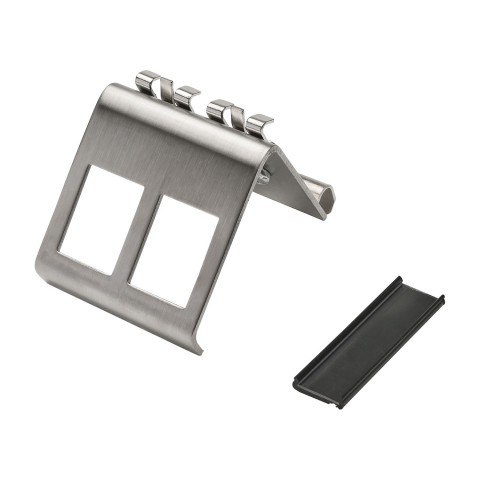 , Keystone-holder 2 modules DIN rail, metal 