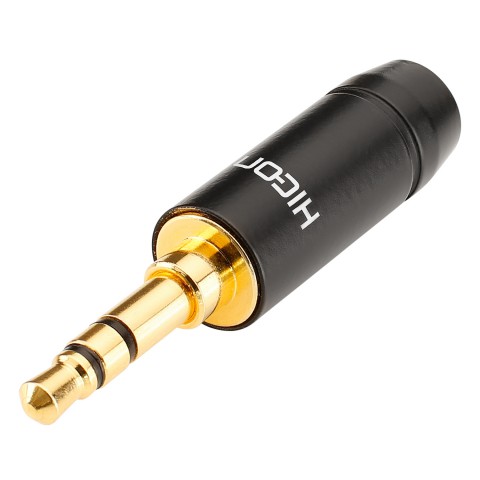 HICON jack (3,5mm)  3-pole Aluminium-male connector, hard gold-plated pin, straight, black 