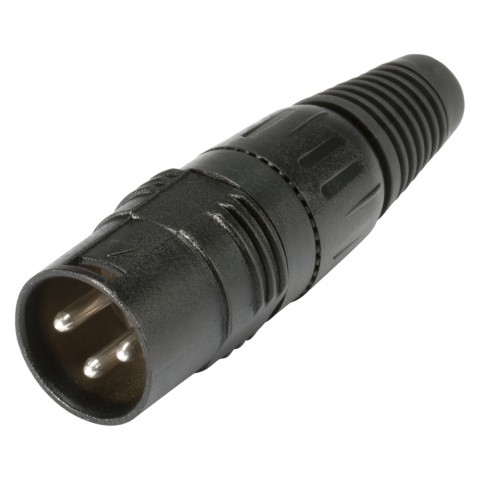 HICON XLR, 3-pole , metal-, Soldering-male connector, silver plated contact(s), straight, black 