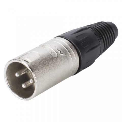 NEUTRIK® XLR, 3-pole , metal-, Soldering-male connector, silver plated contact(s), straight, nickel coloured 