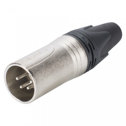 NEUTRIK® XLR, 4-pole , metal-, Soldering-male connector, silver plated contact(s), straight, nickel coloured 