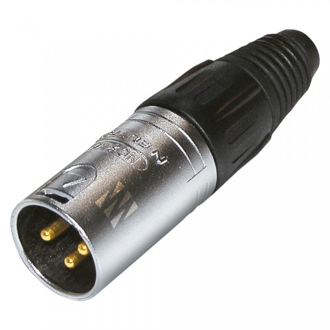 NEUTRIK® XLR, 3-pole , Velvet Chrome housing-, Soldering-male connector, hard gold plated contact(s), straight, Velvet Chrome 