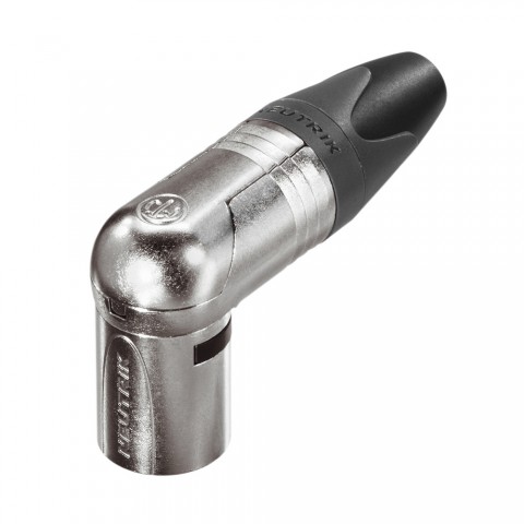 NEUTRIK® XLR, 3-pole , metal-, Soldering-male connector, silver plated contact(s), angled, nickel coloured 