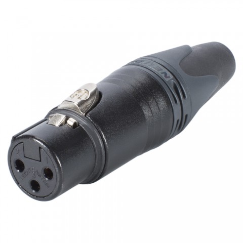 NEUTRIK® XLR, 3-pole , metal-, Soldering-female connector, gold plated contact(s), straight, black 
