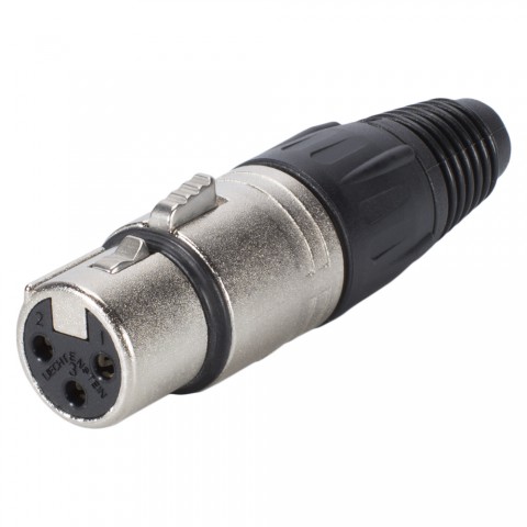 NEUTRIK® XLR, 3-pole , metal-, Soldering-female connector, silver plated contact(s), straight, nickel coloured 