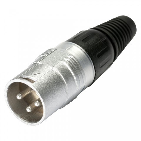 HICON XLR, 3-pole , Cap: plastic-, Soldering-male connector, silver plated contact(s), straight, Velvet Chrome high-end finish 