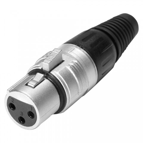 HICON XLR, 3-pole , Cap: plastic-, Soldering-female connector, silver plated contact(s), straight, Velvet Chrome high-end finish 
