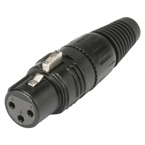 HICON XLR, 3-pole , Cap: plastic-, Soldering-female connector, silver plated contact(s), straight, black 