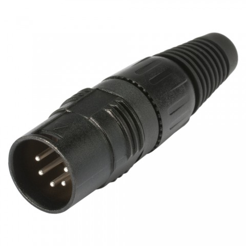 HICON XLR, 5-pol , metal-, Soldering-male connector, silver plated contact(s), straight, black 
