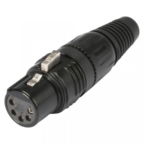 HICON XLR, 5-pol , metal-, Soldering-female connector, silver plated contact(s), straight, black 