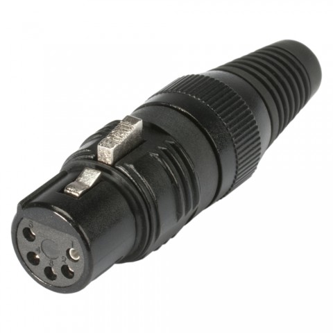 HICON XLR, 5-pol , metal-, Soldering-female connector, silver plated contact(s), straight, black 
