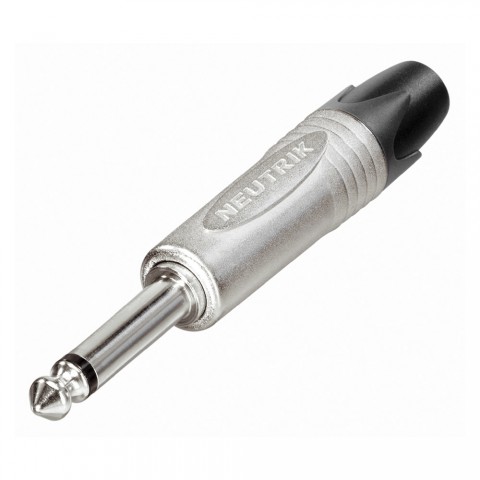 NEUTRIK® jack (6,3mm)  2-pole metal-Soldering-male connector, nickel plated pin, straight, nickel coloured 