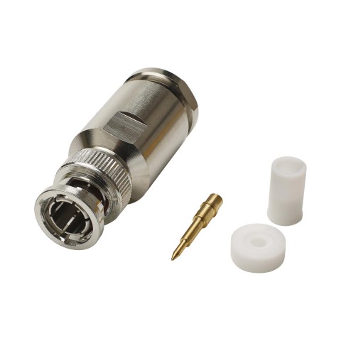 BNC compression-male connector, straight, nickel coloured 