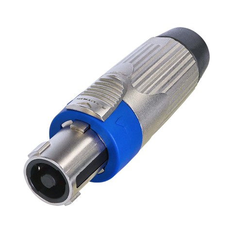 NEUTRIK® speakON®, splashproof IP54 , 4-pole , metal-, Soldering-female connector, silver plated contact(s), straight, max. 6 mm², nickel coloured 
