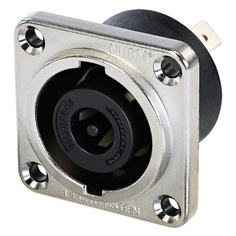 NEUTRIK® speakON®, IP52 , 8-pole , metal-, 1/4" Flat tabs-male connector, silver plated contact(s), Type G, nickel 