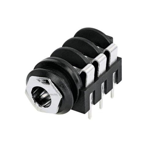 NEUTRIK® jack (6,3mm), 3-pole , plastic-, Soldering-female connector, tin-coated contact(s), straight, black 